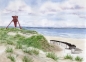 Preview: Postkarte DIN-A6  Folienmagnet Aquarell Maritim Kunst Druck Kunstdruck Dänemark Nordsee Blokhus Bake Strand